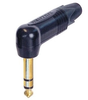 Conector Jack 6.3 mm Neutrik NP3RX-B stereo unghi 90° aurit