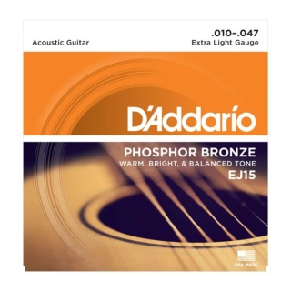 Corzi chitară acustică D’Addario EJ15 Phosphor Bronze Extra Light – 10-47