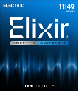 Corzi chitară electrică Elixir Polyweb 11-49 Medium – Nickel Plated Steel