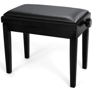 Scaun de pian Audio Stock HY-PJ023, reglabil pe înălțime, lemn masiv, șezut din imitație piele, negru lucios