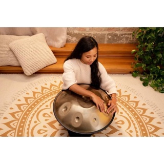 handpan Do# minor cu 9 note aurit vintage instrument de percutie terapie