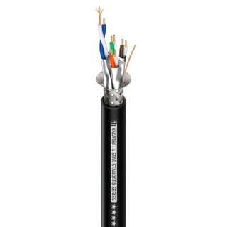 Cablu Rețea Bulk la Metru Adam Hall K4NCAT6 – 4 Star Network CAT6A, S/FTP, 500MHz, 4×2×0.22mm² 24AWG OFC, Manta PVC, Folie Aluminiu, Interior/Exterior, Negru,