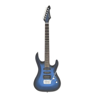 Chitară Electrică Aria Pro II MAC-STD MBS – MAC Series, Basswood Carved Top, Maple Heel-Less, Rosewood 9.5", SSH AST-1/APH-1, ASB-1 Tremolo, 648mm, 24 Freturi, Metallic Blue Shade