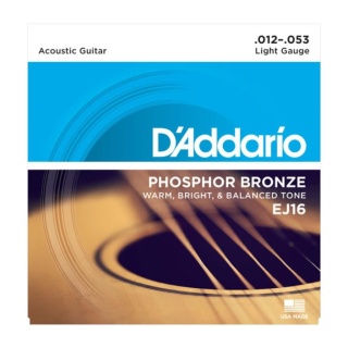 Corzi chitară acustică D’Addario EJ16 Phosphor Bronze Light – 12-53