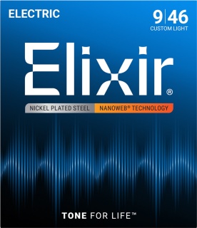 Corzi chitară electrică Elixir Nanoweb 09-46 – Super Light / Medium Nickel Plated Steel