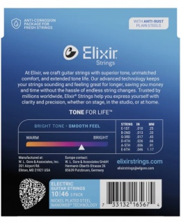 Corzi Chitară Electrică Elixir Nanoweb 16567 Light 3-Pack – Nickel Plated Steel, Coating Nanoweb, Round Wound, .010-.046, 6 Corzi, SUA - Img 3