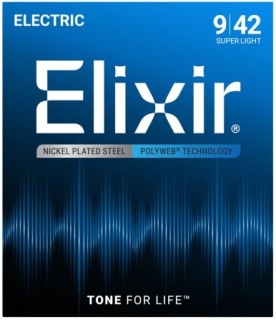 Corzi chitară electrică Elixir Polyweb 09-42 – Super Light Nickel Plated Steel
