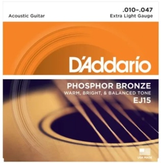 Corzi chitară acustică D’Addario EJ15 Phosphor Bronze Extra Light – 10-47
