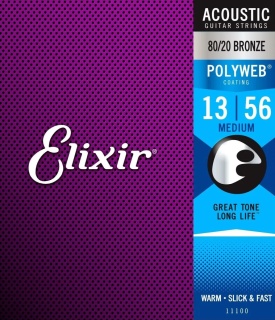 Corzi chitară acustică Elixir 80/20 Bronze Polyweb 13-56 Medium