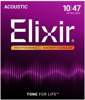 Corzi chitară acustică Elixir Phosphor Bronze Nanoweb 10-47 Extra Light