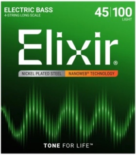 Corzi chitară bass Elixir Nanoweb 45-100 Long Scale