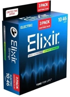 Corzi Chitară Electrică Elixir Optiweb 16572 Light 3-Pack – Nickel Plated Steel, Coating Optiweb, Round Wound, .010-.046, 6 Corzi, SUA - Img 2