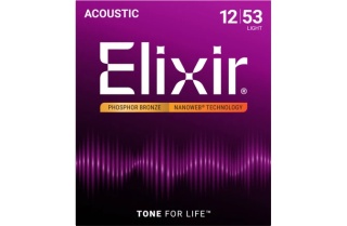 Corzi chitară acustică Elixir Phosphor Bronze Nanoweb 12-53 Light