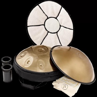 handpan Do# minor cu 9 note aurit vintage instrument de percutie terapie
