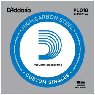 Coardă individuală chitară D’Addario PL018 – Plain Steel .018