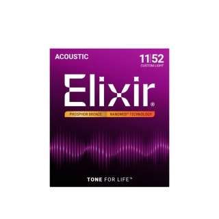 Corzi chitară acustică Elixir Phosphor Bronze Nanoweb 11-52 Custom Light