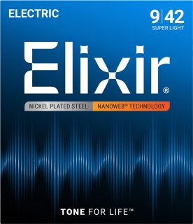 Corzi chitară electrică Elixir Nanoweb 09-42 – Super Light Nickel Plated Steel