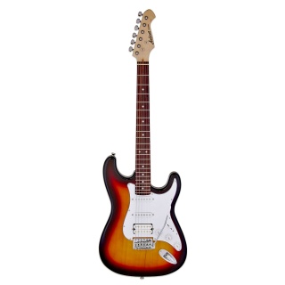 Chitară Electrică Aria Pro II STG-004 3TS – Seria STG, Basswood, Gât Maple Bolt-On, Tastieră Rosewood 12", SSH OS-1/OH-1 Coiltap, Scalã 648mm, 22 Freturi, Finisaj 3 Tone Sunburst