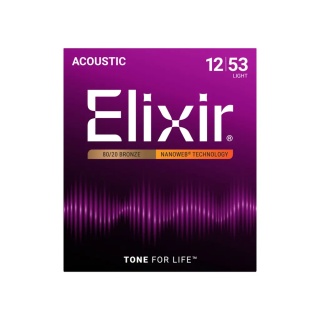 Corzi chitară acustică Elixir 80/20 Bronze Nanoweb 12-53 Light