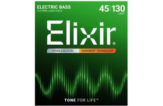 Corzi chitară bass 5 corzi Elixir Nanoweb Stainless Steel 45-130 Long Scale