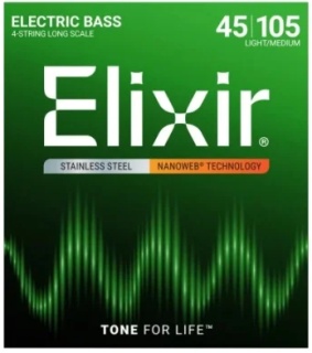 Corzi chitară bass Elixir Nanoweb 45-105 Long Scale