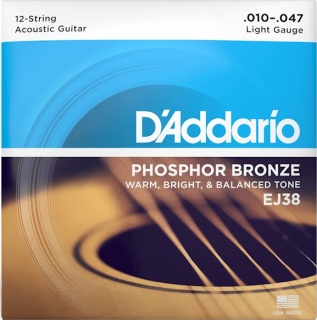 Corzi de chitara Acustica 12 corzi - Light - D'Addario EJ38