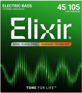 Corzi chitară bass Elixir Nanoweb 45-105 Long Scale