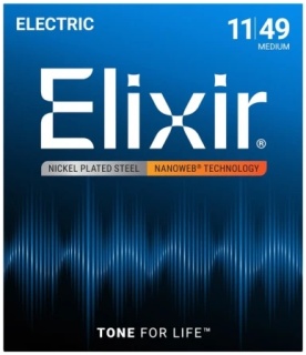 Corzi chitară electrică Elixir Nanoweb 11-49 Medium – Nickel Plated Steel