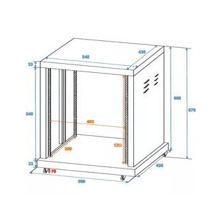 Rack Oțel Roadinger SR-19 12U – 19", Oțel Vopsit Pulbere, 50kg, 4 Roți cu Frână, Adâncime 410mm - Img 4