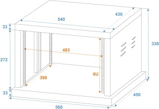 Rack Oțel Roadinger SR-19 6U – 19", Oțel Vopsit Pulbere, 50kg, Șine Față+Spate, Adâncime 410mm - Img 3