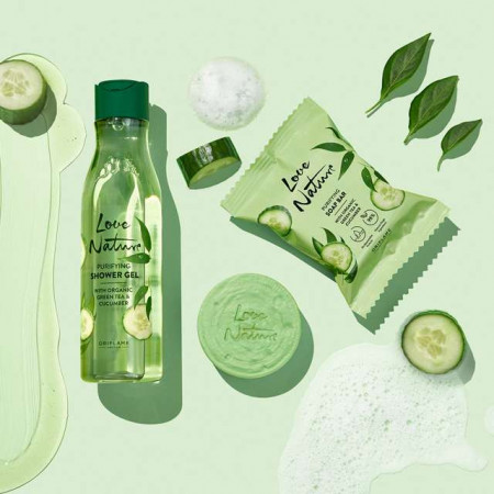Săpun purificator cu ceai verde &amp; castravete organic Love Nature - Img 5