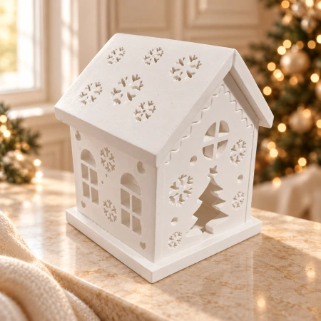 Căsuță decorativă de sărbători din praf ceramic - Img 2