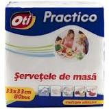 Servetele Masa OTI Practico, 1 Strat, 33x33 cm, 80 Bucati/Set, Culoare Alba
