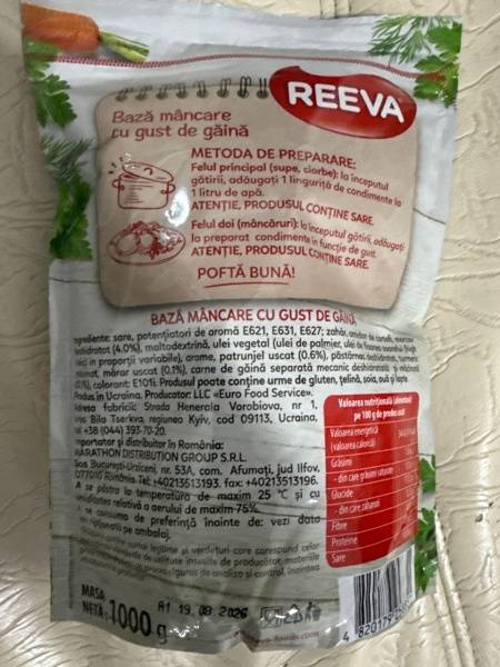 REEVA Bază pentru mâncare fost (Rollton)cu gust de găină 1KG condiment universal - Img 4