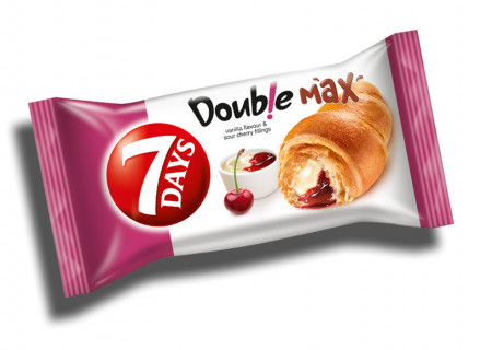 Croissant cu umplutura cu aroma de vanilie si visine Double 80g 7Days