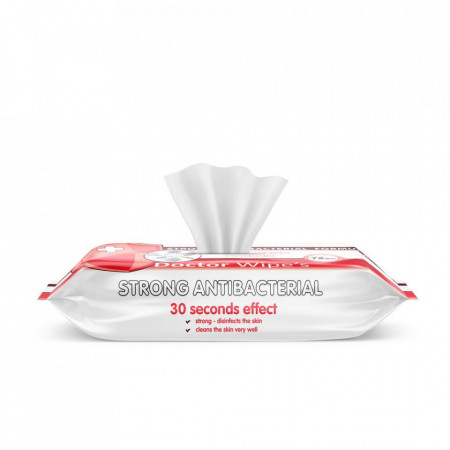 Servețele umede. Doctor Wipe cu efect antibacterian. puternic 72 buc - Img 4