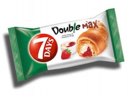 Croissant cu umplutura de vanilie si capsune Double 80g 7Days