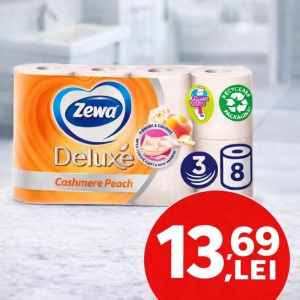Hartie Igienica, Zewa Deluxe, PIERSICA, 8 role, 3 straturi