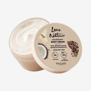 Cremă de corp hrănitoare cu unt de cacao & ulei de nucă de cocos organice