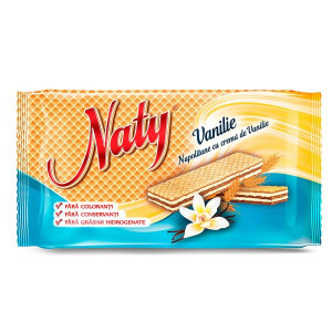 Napolitane Naty umplute cu crema de vanilie 160 g
