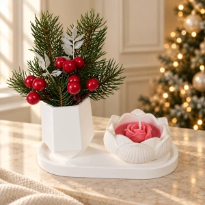 Set decorativ de sărbători cu lumânare parfumată