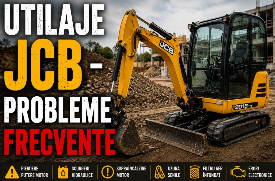 Probleme frecvente la utilajele JCB – cauze, simptome și verificări