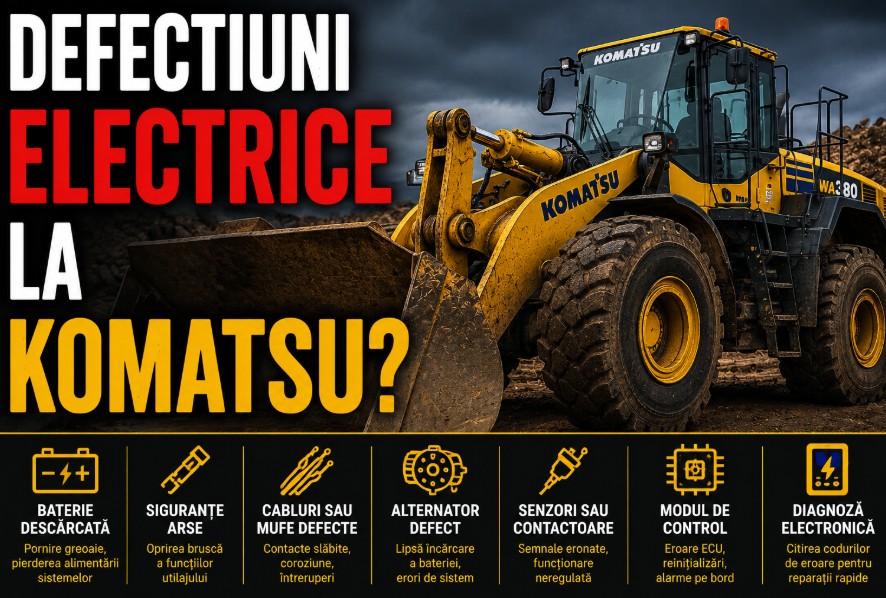 Piese electrice Komatsu – semne de defect și verificări necesare