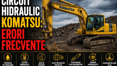 Sistem hidraulic Komatsu – erori frecvente, cauze și verificări