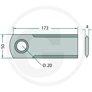 Cutit tocator 173x50x4 Claas 193361A1, 0007368720, 7368720, B102507, P601033, B126555 - Img 2