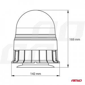 Girofar LED 12/24V - sticla galbena, magnetic W09M MAG/3 BOLT, ECE R10 80LED IP56 - Img 3