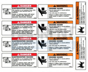 KIt de autocolante de siguranta pentru ridicare nacela foarfeca JLG 123334