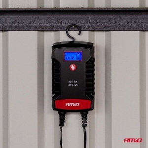Încărcător baterie digital 12V/24V 8A AMIO PRO HOOK – Redresor baterii AGM, GEL, STD și LiFePO4 - Img 6