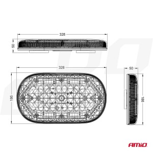 Rampa girofar magnetica 12 24V cu 48 leduri 293x171mm R65 R10 - Img 4