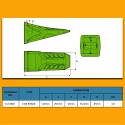 Dinte cupa Caterpillar 325, 966 1U3352RC - Img 2